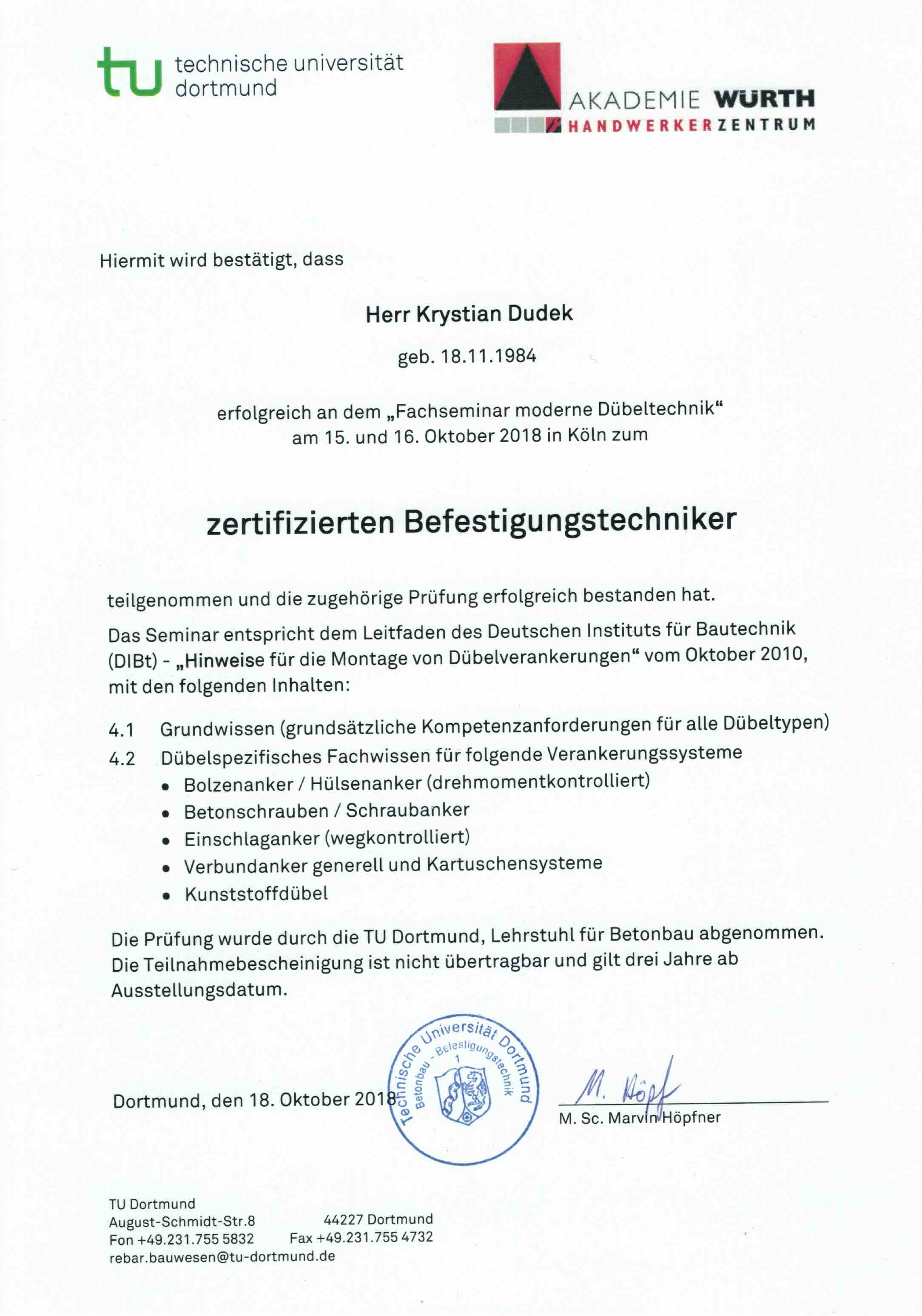 Befestigungstechniker Brandschutz